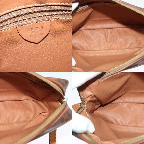 CELINE Macadam Canvas Shoulder Bag Pvc Leather Brown Gold - Picture 11 of 12